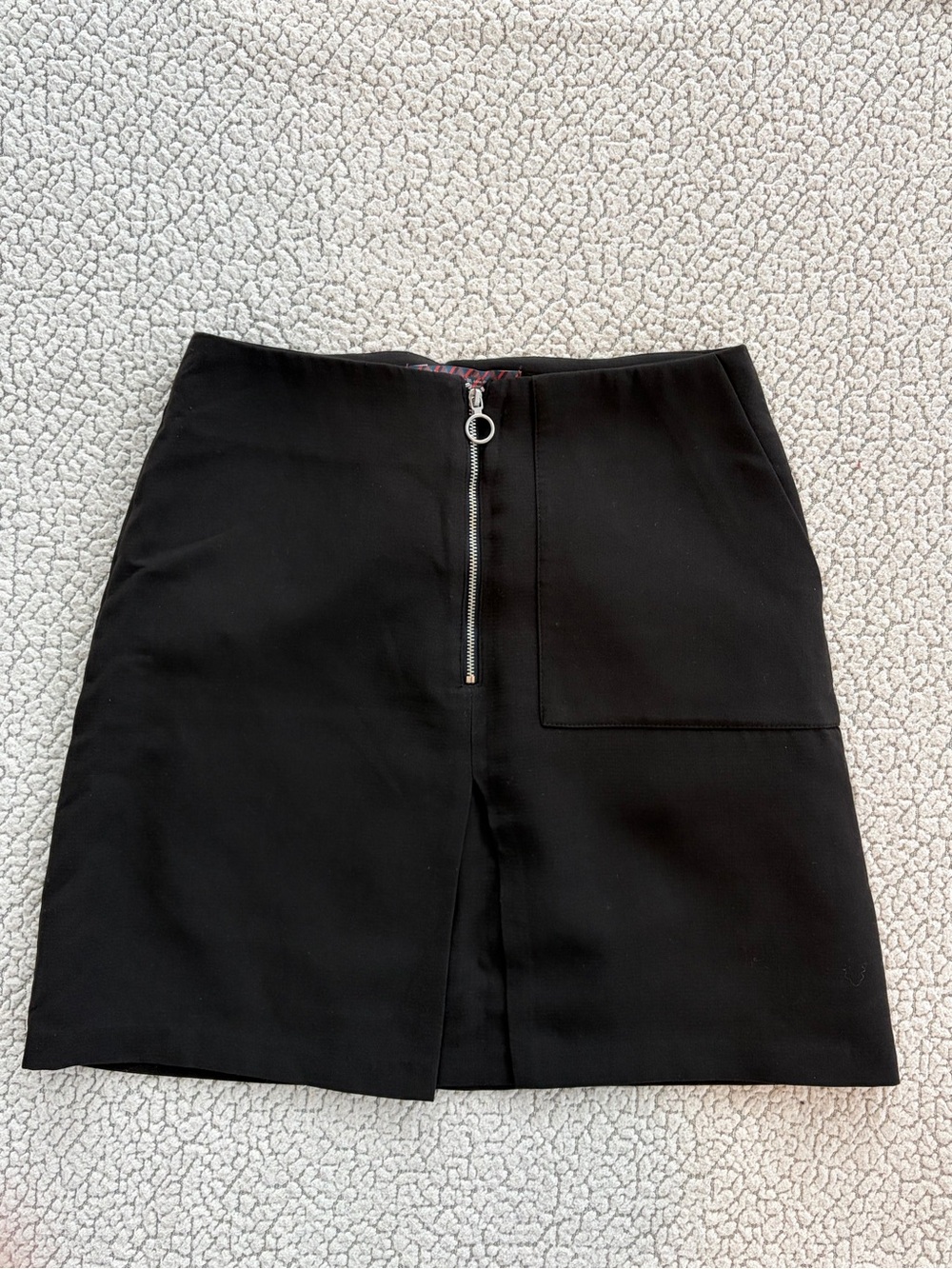 twik Black Zip-Front A-Line Mini Skirt
